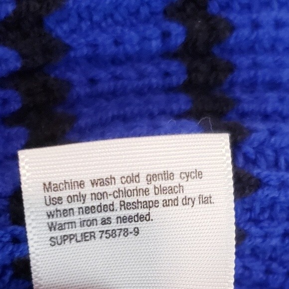 A.N.A. Sweater- Asymmetrical Blue and Black Long Sleeve Striped Top - Woman’s XL - Picture 7 of 7